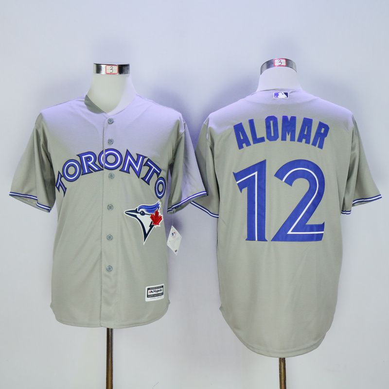 Men Toronto Blue Jays 12 Alomar Grey MLB Jerseys